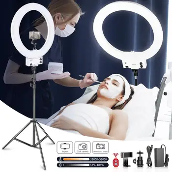 Neewer 18-inch White LED Ring Light with Light Stand Lighting Kit Dimmable 50W 3200-5600K z łagodnym filtrem itp