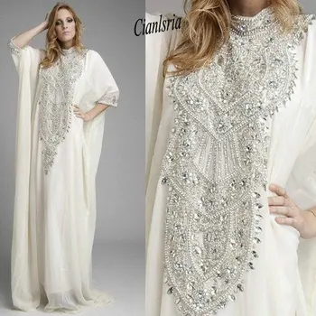 Dubaj kaftan Pakistan Abaya wysokiej szyi sukienka z długim rękawem, luksusowe kryształy cyrkonie suknie wieczorowe