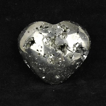 1szt naturalny Piryt kształt serca mineralne surowe kamienie kryształy energetyczne wzór dekoracji