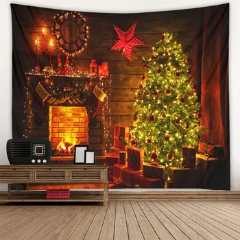 Kominek choinka gobelin, boże Narodzenie wiszące tkaniny scena ozdoby wiszące tkaniny ściany tkanina kilka rozmiarów