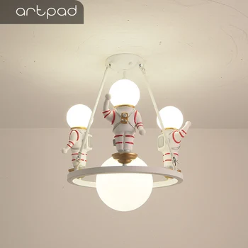 Minimalizm biały astronauta lampa wisząca żyrandol E14 sufitowa zawieszenie led lampa dla dzieci, chłopiec, dziewczynka, pokój, światło, dekoracje