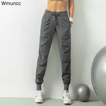 Wmuncc Yoga Pants Women Quick Dry Sznurek Running Sport Joggers Sweatpants Athletic Gym Fitness Pants spodnie z kieszeniami