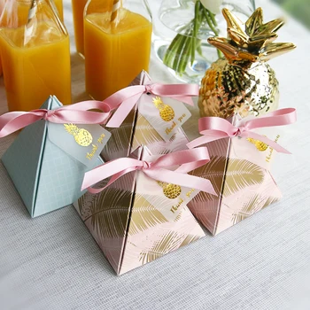 100pcs trójkątna piramida ślubne pamiątki dostawy liście cukierki pudełko z wdzięcznością karty pudełko partia opakowania czekolady pudełko