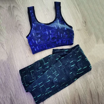 Nowa damska odzież sportowa fajne fluorescencyjny fabic Color Yoga Set 2 szt bluzki i legginsy fitness dres dla kobiet siłownia treningowy zestaw