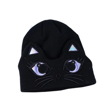 2019 szablon ładny kot damski kapelusz nakrycia głowy dla kobiet czapki na drutach czapka męska warkocz kapelusz prosto środkowy palec zima ciepła Горро