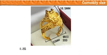 Rocznika głowa Lwa, chiński smok obrączki żółte złoto GF męskie zwierzęta Sz na życzenie pieczątka 999
