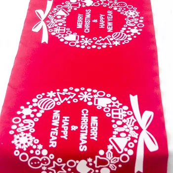 1 szt. Kartki obrus kolacji Nowy rok drukowany prostokąt tkaniny obrus świąteczny stół pokrywa ozdoby 270x28 cm