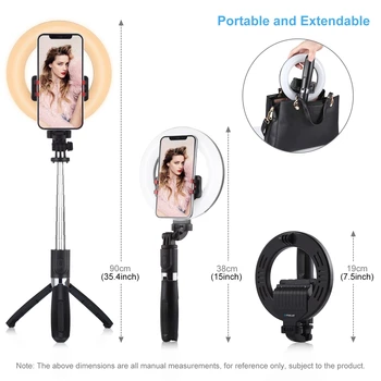 PULUZ LED Ring Light with Tripod Stand & Phone Holder & Bluetooth Remote Selfie Ring Light for Live Streaming & Makeup YouTube