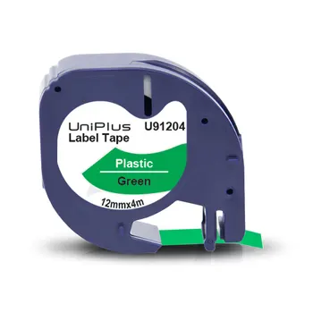 UniPlus 2PK 91334 Taśma do drukarki 12 mm zastąpić DYMO 91224 91204 LT wytwórnia Taśma czarny na Zielonym wodoodporna taśma DYMO Letratag XR