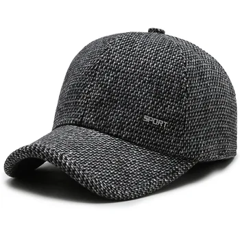 Modny jesienno-zimowa męska kapelusz średniej i w podeszłym wieku wełniana ciepła czapka zewnętrzna ochrona uszu czapki ciepłe taty kapelusze