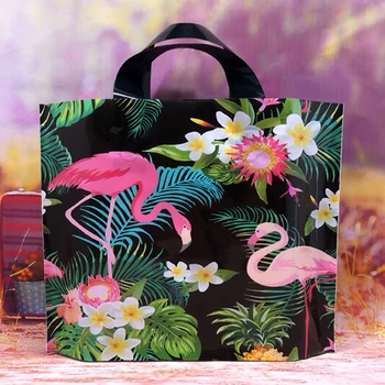 10 szt./lot flaminga grube plastikowe torby na zakupy z tworzywa sztucznego prezent torba z rączką gruba torba butik pakowanie odzieży