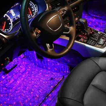 Uniwersalny samochodowy led lampa podłogowa wnętrze kolorowe RGB Ambient Light Auto USB dekoracyjne Ambients Color Light dla AUDI BMW
