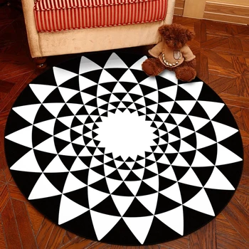 Europejskie geometryczne okrągłe dywany do salonu, sypialni, pokoju dziecięcego biały i czarny miękki podłoga dywan drzwi mata delikatne maty