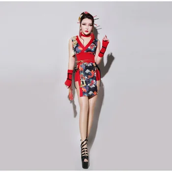 Cosplay kostiumy DJ Woman Singer Retro Cheongsam Cos Clothing Bar DS Geisha Performance Sexy Dance klub nocny Gogo Costume,SC4
