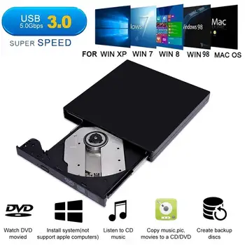 USB 3.0 Slim External DVD RW CD Writer Drive Burner Reader Player napędy optyczne dla KOMPUTERÓW przenośnych dvd burner dvd portatil