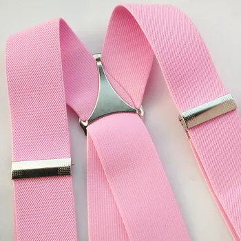 BD054-jasno-różowy unisex dorosłych szelki szerokość 3,5 cm plus rozmiar regulowany elastyczny X tylne zawieszenie Mężczyźni Kobiety 4 klipu szelki