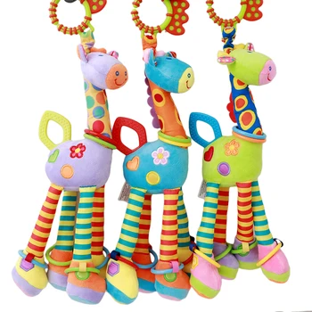 6 Kolorów Pluszowe Zabawki Dla Dzieci 0-12 Miesięcy Miękka Żyrafa Zwierząt Dzwony Uchwyt Grzechotki Zabawki Sprzedaż Z Прорезывателем Zabawka Dla Dzieci