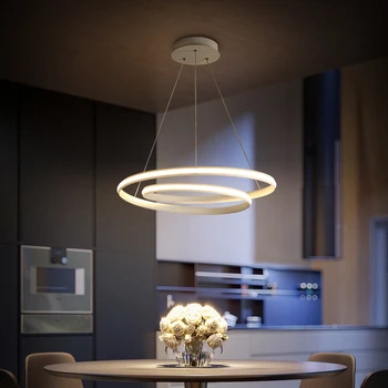 Czarny biały nowoczesny led lampa wisząca do kuchni, jadalni lampa wisząca Oprawa colgante home LED lampa wisząca