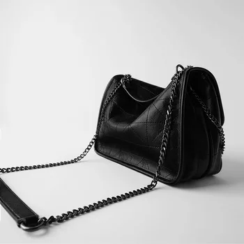 Tamara nowy romb czarny rock miękki jedno ramię ukośne przelot łańcuchowa torba Luksusowe torby kobieta 2020 sztuczna skóra torba hotelowego