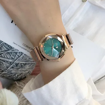 Luksusowe marki lady Kryształ zegarki kobiety ubierają zegarki moda niebieski, różowe złoto zegarek kwarcowy zegarek damski ze stali nierdzewnej