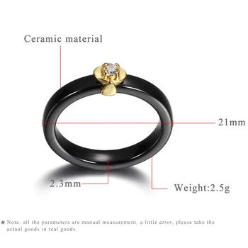 Nowy 3 mm prosty sześciennych cyrkon kamień pielenie kobiet pierścień czarny/biały ceramiczny moda pierścień zaręczynowy marki biżuterii