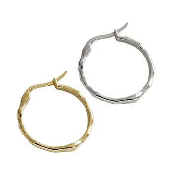 S ' Steel zwięzłe nieregularne kolczyki-pierścionki dla kobiet złoty srebrny kolczyki Plata De Ley 925 Pendientes Mujer Moda 2019 Aretes biżuteria