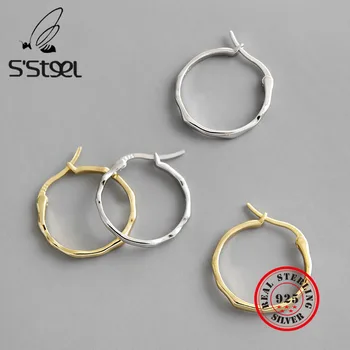 S ' Steel zwięzłe nieregularne kolczyki-pierścionki dla kobiet złoty srebrny kolczyki Plata De Ley 925 Pendientes Mujer Moda 2019 Aretes biżuteria