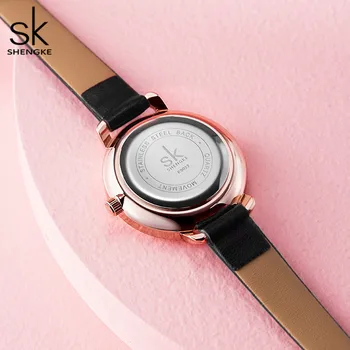 Shengke nowe skórzane zegarek dorywczo zegarek damski 4 kolory japoński mechanizm 3 ATM wodoodporny zegarek kobiet Zegarek Damski