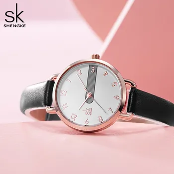 Shengke nowe skórzane zegarek dorywczo zegarek damski 4 kolory japoński mechanizm 3 ATM wodoodporny zegarek kobiet Zegarek Damski