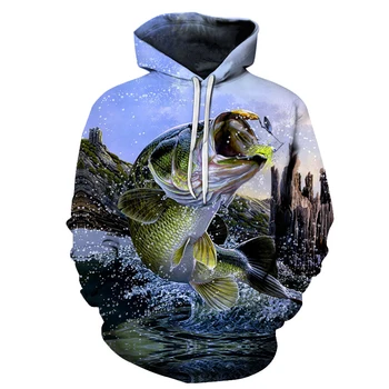 Nowa Wędkarstwo bluza kurtka styl casual Cyfrowy ryby druku 3D bluzy Mężczyźni Kobiety tropikalne ryby z długim rękawem sweter z kapturem