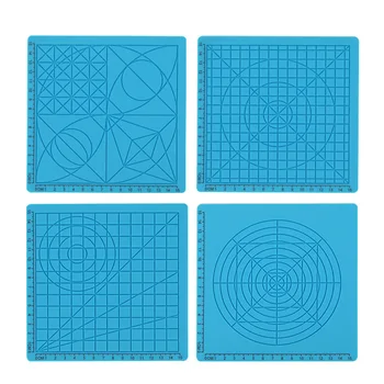 17*17*3 cm 4 szt./kpl. Drukowanie 3D uchwyt Silikonowy design dywanik geometria mata wielki 3D uchwyt narzędzia do rysowania - niebieski