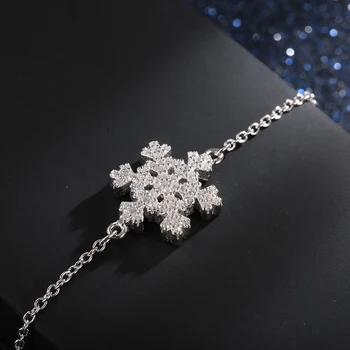 ELESHE oryginalne 925 srebro austriacki Crystal Śnieżynka Urok łańcuszek srebrne bransoletki dla kobiet autentyczne biżuteria