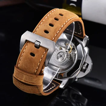 44 mm GMT męskie automatyczne zegarki mechaniczne sandwich dial świecące Skórzany pasek ruch Mewy zegarki męskie nk533
