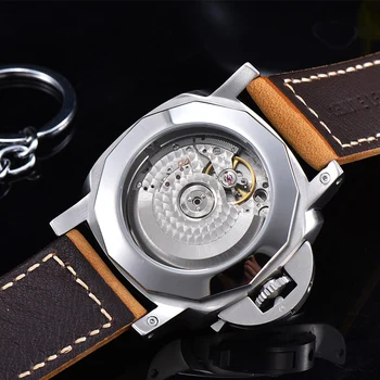 44 mm GMT męskie automatyczne zegarki mechaniczne sandwich dial świecące Skórzany pasek ruch Mewy zegarki męskie nk533
