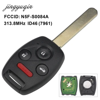 Jingyuqin 5pcs/ 10pcs Remote Key for S0084-A 313.8 MHz for Honda CIVIC STREAM with ID46 (7961) Chip Car Alarm Control