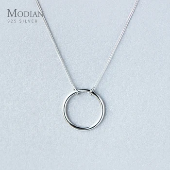 Модиан classic 925 srebro minimalizm okrąg wisiorek naszyjnik dla kobiet regulowany naszyjnik wykwintne biżuteria prezent