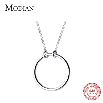Модиан classic 925 srebro minimalizm okrąg wisiorek naszyjnik dla kobiet regulowany naszyjnik wykwintne biżuteria prezent