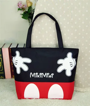 Disney nowy Mickey Mouse torba o dużej pojemności kreskówka płótno torba gospodarcza mama pieluchy torba Mickey głowa crossbody torba torebka