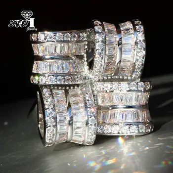 YaYI Jewelry Fashion Princess Cut 6.7 CT Biały Cyrkon srebrny kolor obrączki obrączki partyjne pierścienie