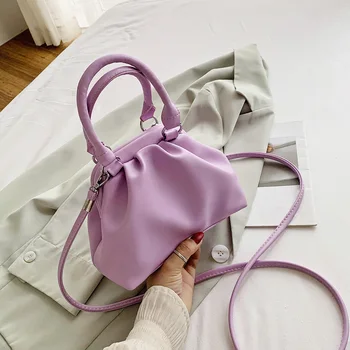 Sztuczna skóra chmura Tote torby dla kobiet 2020 jednolity kolor na ramię torba damska torebki i portmonetki torby podróżne