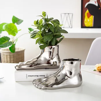 Nordic wazon dla ludzkich nóg Złote taśmy Бионическая kończyny dekoracyjny doniczka nowoczesna, kreatywna kwiatowa kompozycja sztuka dla dekoracji domu