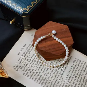Wysokiej jakości 14K złota wypełnione naturalne perły słodkowodne panie bransoletka promocja biżuterii dziewczyna prezent na Urodziny