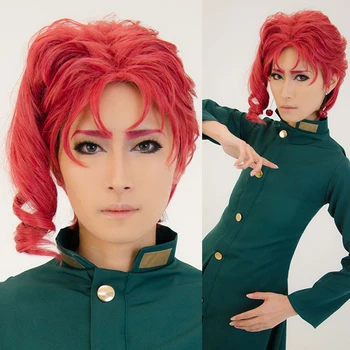 Anime Jojo's Bizarre Adventure Kakyoin Noriaki Kakyouin cosplay peruka Czerwona kręcone krótkie odporne włosy syntetyczne peruki + peruka Czapka