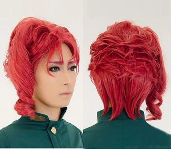 Anime Jojo's Bizarre Adventure Kakyoin Noriaki Kakyouin cosplay peruka Czerwona kręcone krótkie odporne włosy syntetyczne peruki + peruka Czapka