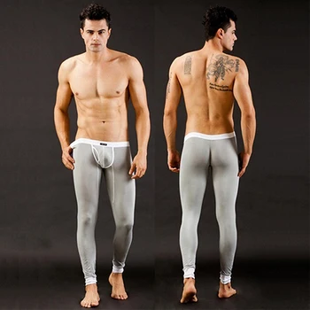 Nowe męskie modne długie spodnie Sexy U Convex Pounch Tight Elastic Underwear Leggings nowa dostawa