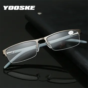 YOOSKE męskie okulary do czytania metalowa полукадра biznes nadwzroczność okulary na receptę +1.0 1.5 2.0 2.5 3.0 3.5 4.0