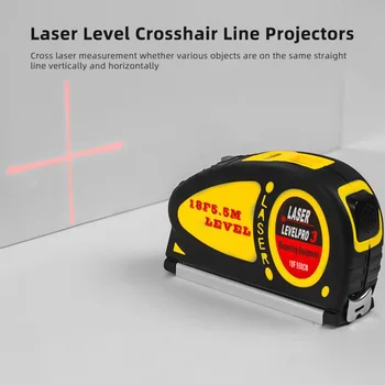 3 w 1 laserowej poziomie Cross Line Laser, 5.5 m ruletka, laser projektor Cross Line, mini, wysoka dokładność i Mały