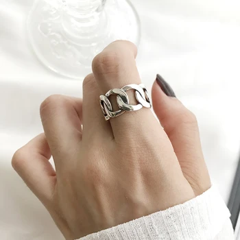 INZATT Real 925 Sterling Silver Chain Hollow Ring For Fashion Women Party Punk Fine Jewelry minimalistyczne akcesoria 2019 prezent