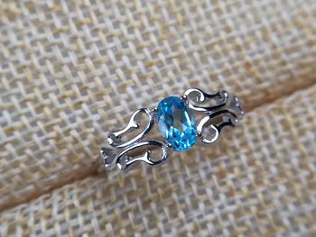 [MeiBaPJ]стерлинговое srebro próby 925, инкрустированное naturalnym london niebieski topaz, otwarty pierścień kobiet