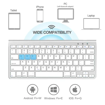 AVATTO Ultra Slim Bluetooth Wireless Tablet Keyboard with Stand Holder ,78 klawiszy dla tabletu ipad, iphone, komputera stacjonarnego, laptopa ,komputera PC
